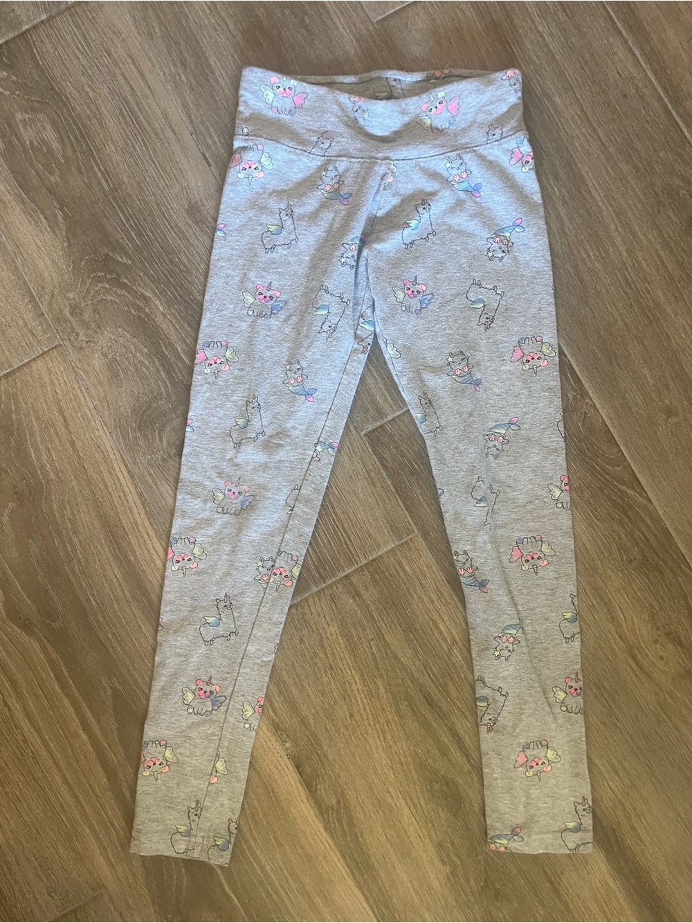 Justice Gray Unicorn Leggings with Pink & Blue Accents